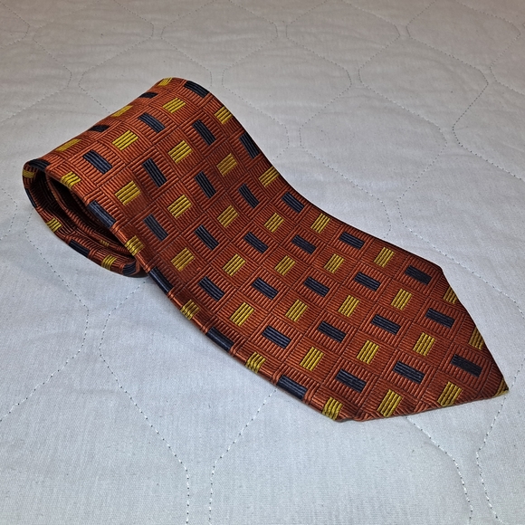 Jos. A Bank Corporate Collection 💯 Silk Necktie Woven 58"x4" Orange/Black/Gold - Picture 1 of 9